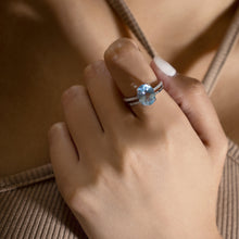 Load image into Gallery viewer, Blue Topaz Rings Set Silver
