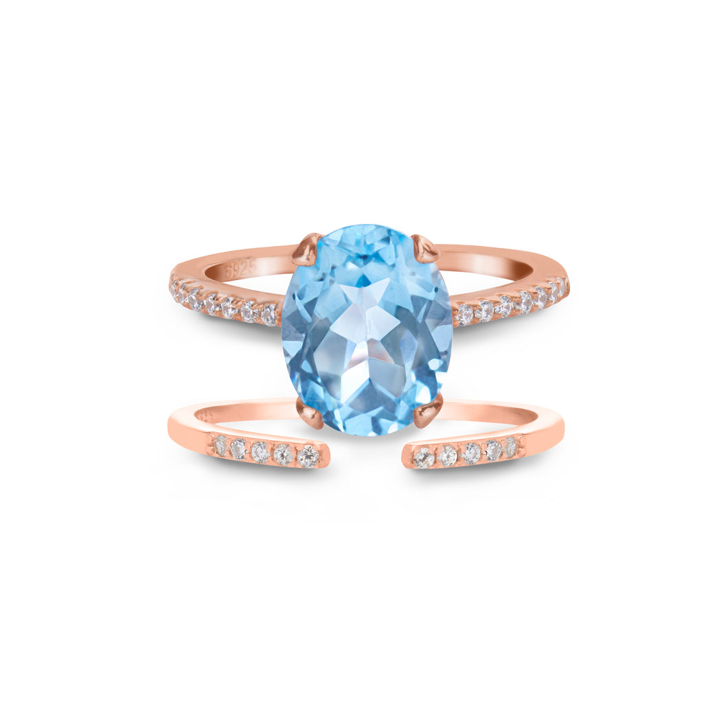 Blue Topaz Rings Set