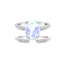 Load image into Gallery viewer, Moonstone Rings Set Silver
