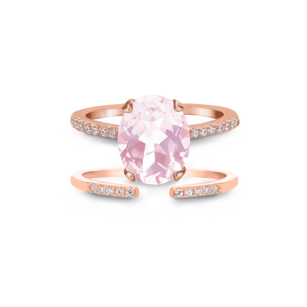 Rose Quartz Rings Set